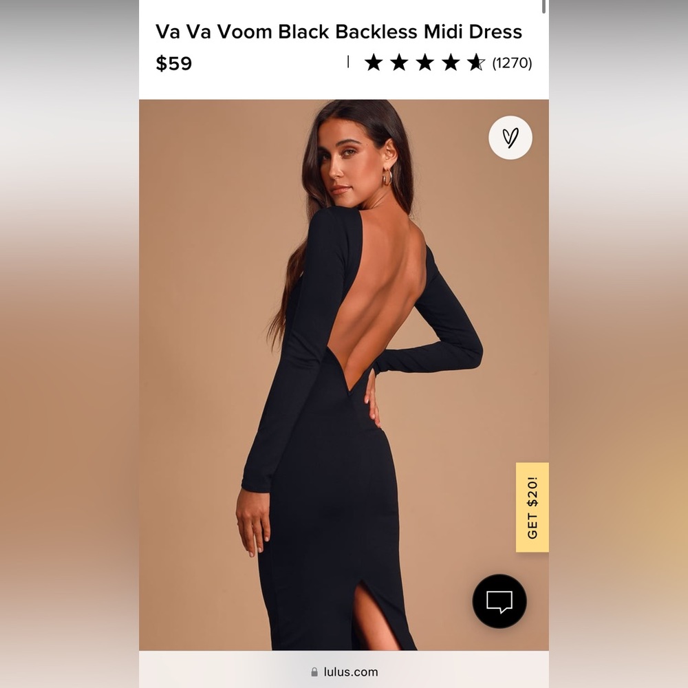 Lulu’s Va Va Voom Black Backless Midi Dress
